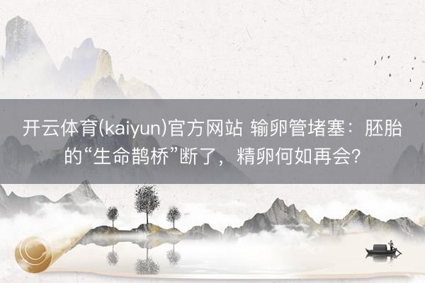 开云体育(kaiyun)官方网站 输卵管堵塞：胚胎的“生命鹊桥”断了，精卵何如再会？