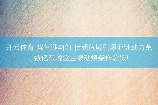 开云体育 煤气涨4倍! 伊朗危境引爆亚洲动力荒， 数亿东说念主被动烧柴作念饭!