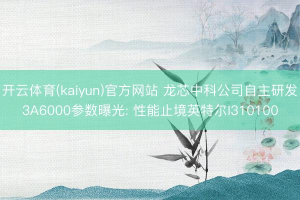 开云体育(kaiyun)官方网站 龙芯中科公司自主研发3A6000参数曝光: 性能止境英特尔I310100