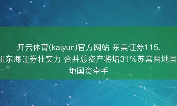 开云体育(kaiyun)官方网站 东吴证券115.2亿重组东海证券壮实力 合并总资产将增31%苏常两地国资牵手