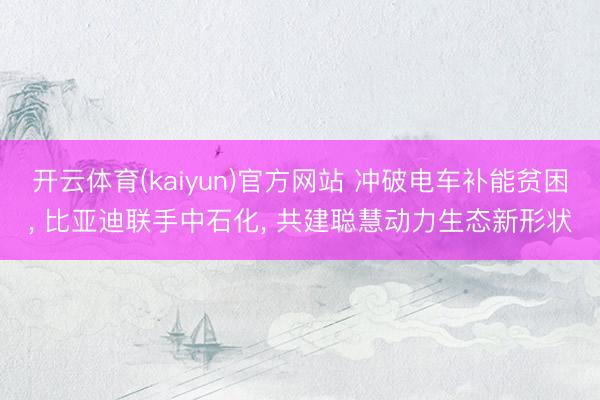 开云体育(kaiyun)官方网站 冲破电车补能贫困， 比亚迪联手中石化， 共建聪慧动力生态新形状