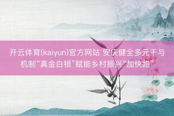 开云体育(kaiyun)官方网站 安庆健全多元干与机制“真金白银”赋能乡村振兴“加快跑”