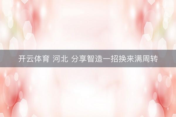 开云体育 河北 分享智造一招换来满周转