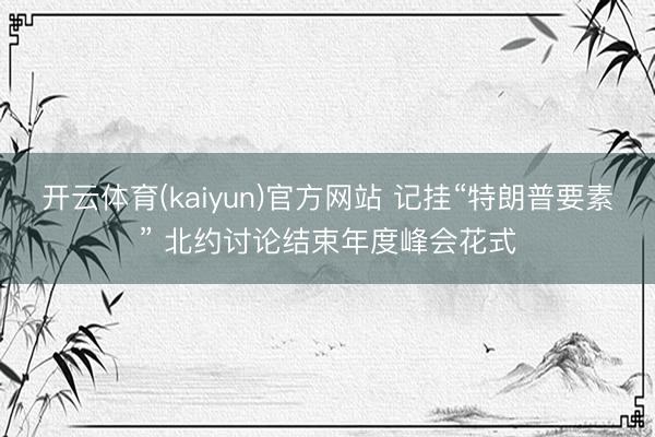 开云体育(kaiyun)官方网站 记挂“特朗普要素” 北约讨论结束年度峰会花式