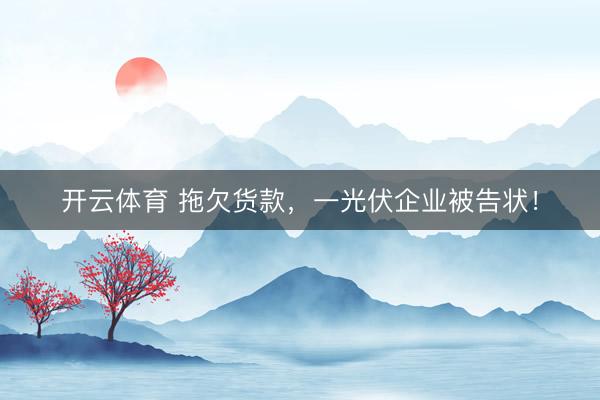 开云体育 拖欠货款，一光伏企业被告状！