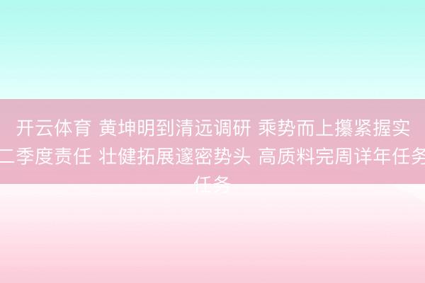 开云体育 黄坤明到清远调研 乘势而上攥紧握实二季度责任 壮健拓展邃密势头 高质料完周详年任务